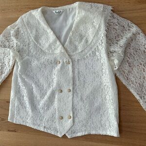 Vintage 80s cream lace double breasted top